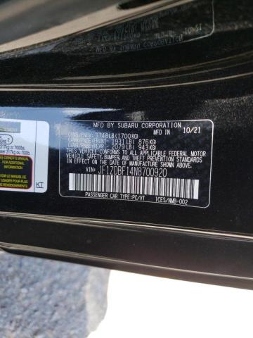 Photo 10 from auction – 2022 SUBARU BRZ LIMITE with VIN JF1ZDBF14N8700920