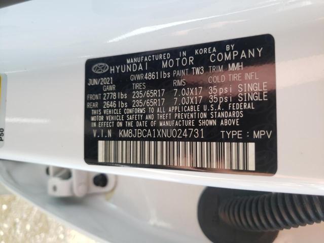 Photo 10 from auction – 2022 HYUNDAI TUCSON BLU with VIN KM8JBCA1XNU024731