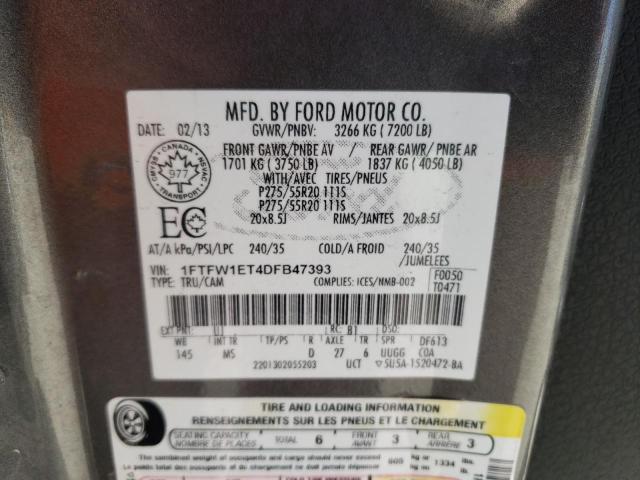 Photo 10 from auction – 2013 FORD F150 SUPER with VIN 1FTFW1ET4DFB47393