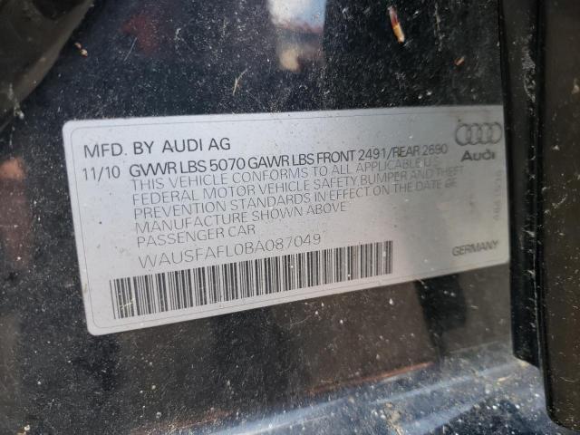 Photo 10 from auction – 2011 AUDI A4 with VIN WAUSFAFL0BA087049