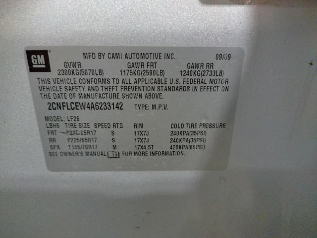 Photo 10 from auction – 2010 CHEVROLET EQUINOX LS with VIN 2CNFLCEW4A6233142
