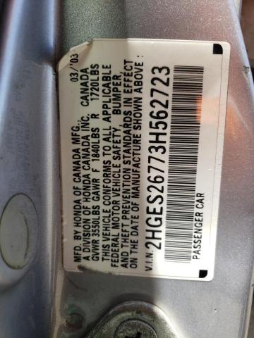 Photo 10 from auction – 2003 HONDA CIVIC EX with VIN 2HGES26773H562723