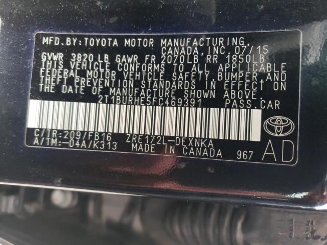 Photo 10 from auction – 2015 TOYOTA COROLLA L with VIN 2T1BURHE5FC469391