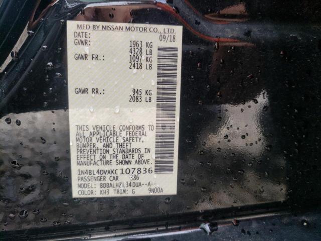 Photo 10 from auction – 2019 NISSAN ALTIMA SV with VIN 1N4BL4DVXKC107836