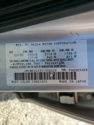 Photo 10 from auction – 2005 MAZDA 3 HATCHBAC with VIN JM1BK343351302330