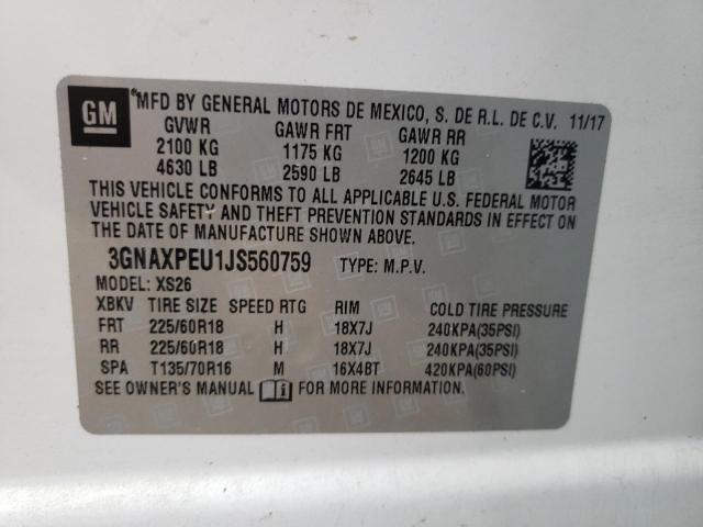 Photo 10 from auction – 2018 CHEVROLET EQUINOX PR with VIN 3GNAXPEU1JS560759