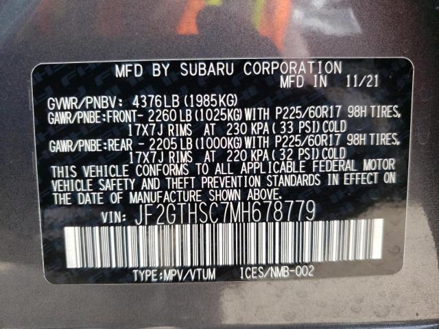 Photo 10 from auction – 2021 SUBARU CROSSTREK with VIN JF2GTHSC7MH678779