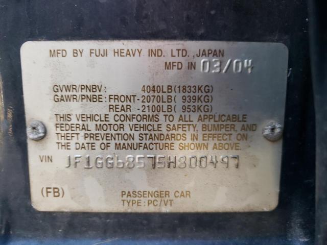 Photo 10 from auction – 2005 SUBARU IMPREZA OU with VIN JF1GG68575H800497