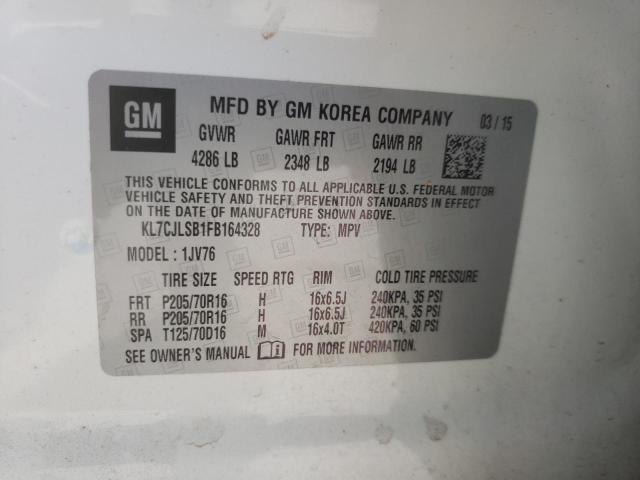 Photo 10 from auction – 2015 CHEVROLET TRAX 1LT with VIN KL7CJLSB1FB164328