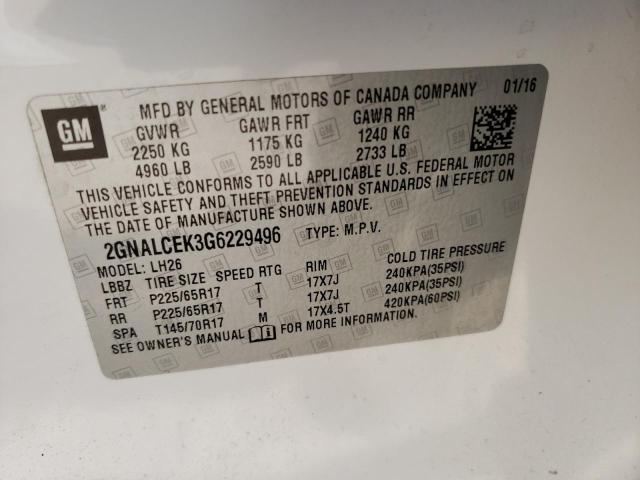 Photo 10 from auction – 2016 CHEVROLET EQUINOX LT with VIN 2GNALCEK3G6229496