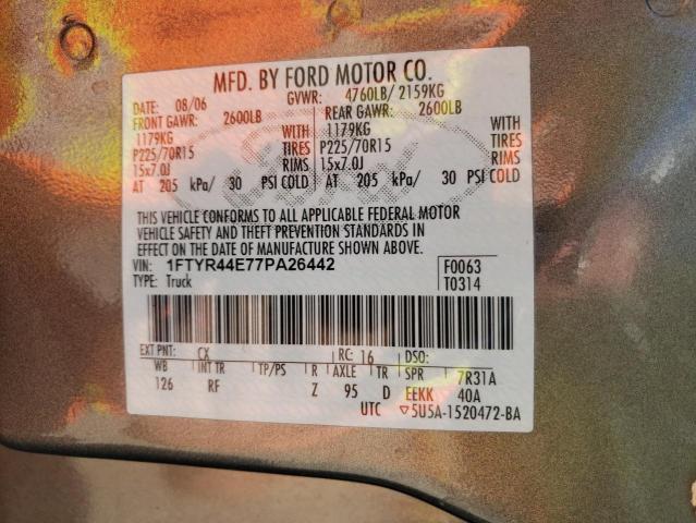 Photo 10 from auction – 2007 FORD RANGER SUP with VIN 1FTYR44E77PA26442
