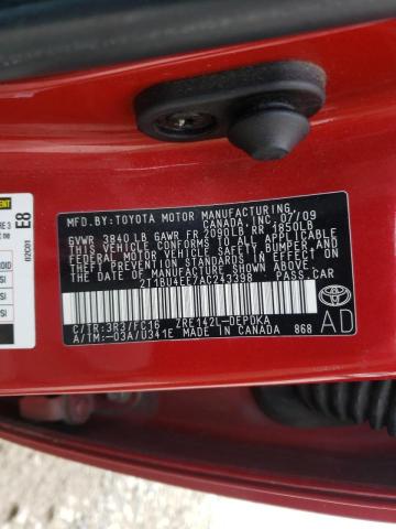 Photo 10 from auction – 2010 TOYOTA COROLLA BA with VIN 2T1BU4EE7AC243398