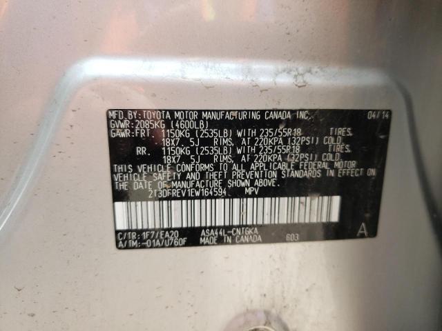 Photo 10 from auction – 2014 TOYOTA RAV4 LIMIT with VIN 2T3DFREV1EW164594