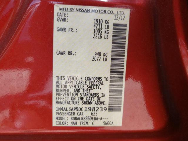 Photo 10 from auction – 2013 NISSAN ALTIMA 2.5 with VIN 1N4AL3AP9DC198239