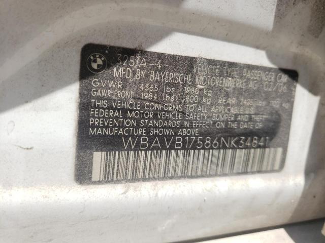 Photo 10 from auction – 2006 BMW 325 I AUTO with VIN WBAVB17586NK34841