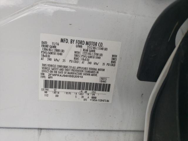 Photo 10 from auction – 2017 FORD EDGE SEL with VIN 2FMPK4J94HBB20919