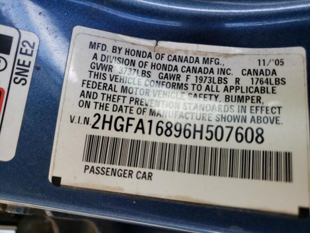 Photo 10 from auction – 2006 HONDA CIVIC EX with VIN 2HGFA16896H507608