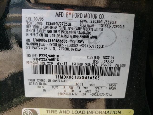Foto 10 de la subasta – 2005 FORD FREESTYLE con VIN 1FMDK06135GA56505