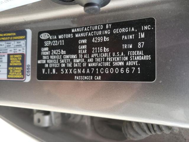 Photo 10 from auction – 2012 KIA OPTIMA EX with VIN 5XXGN4A71CG006671