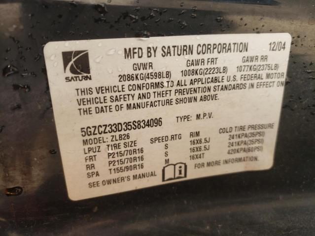 Photo 10 from auction – 2005 SATURN VUE with VIN 5GZCZ33D35S834096