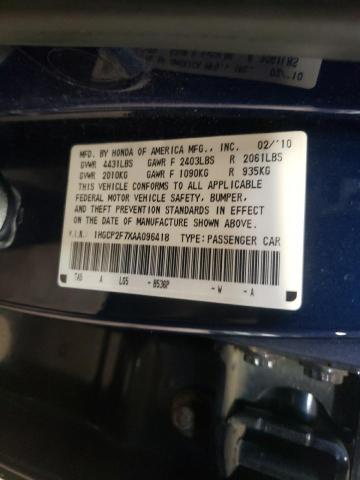 Photo 10 from auction – 2010 HONDA ACCORD EX with VIN 1HGCP2F7XAA096418