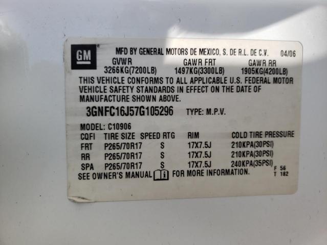 Photo 10 from auction – 2007 CHEVROLET SUBURBAN C with VIN 3GNFC16J57G105296