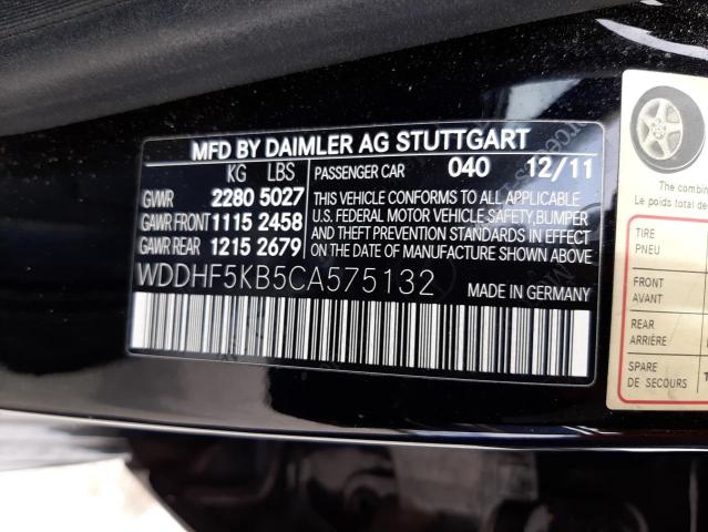 Photo 10 from auction – 2012 MERCEDES-BENZ E 350 with VIN WDDHF5KB5CA575132