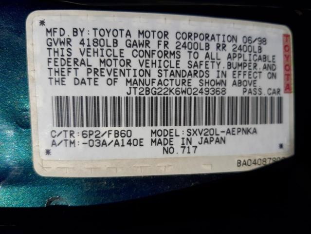 Photo 10 from auction – 1998 TOYOTA CAMRY CE with VIN JT2BG22K6W0249368