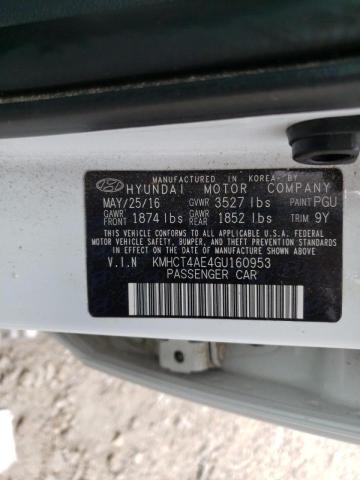 Photo 10 from auction – 2016 HYUNDAI ACCENT SE with VIN KMHCT4AE4GU160953