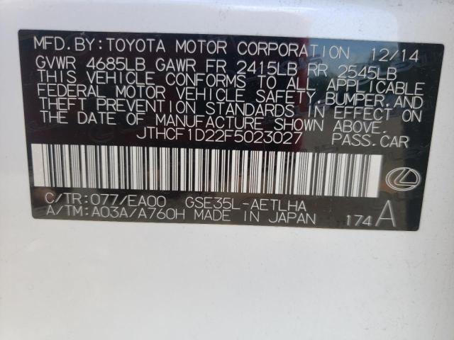 Photo 10 from auction – 2015 LEXUS IS 250 with VIN JTHCF1D22F5023027