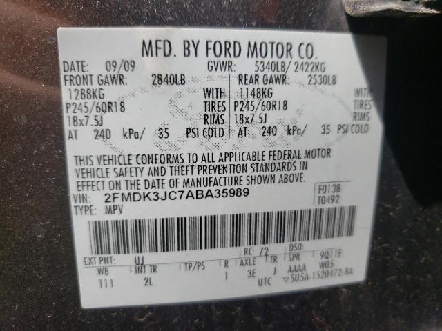 Photo 10 from auction – 2010 FORD EDGE SEL with VIN 2FMDK3JC7ABA35989