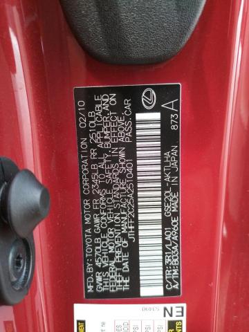 Photo 10 from auction – 2010 LEXUS IS 250 with VIN JTHFF2C25A2510401
