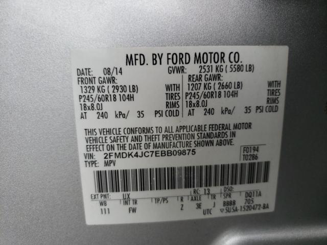 Photo 10 from auction – 2014 FORD EDGE SEL with VIN 2FMDK4JC7EBB09875
