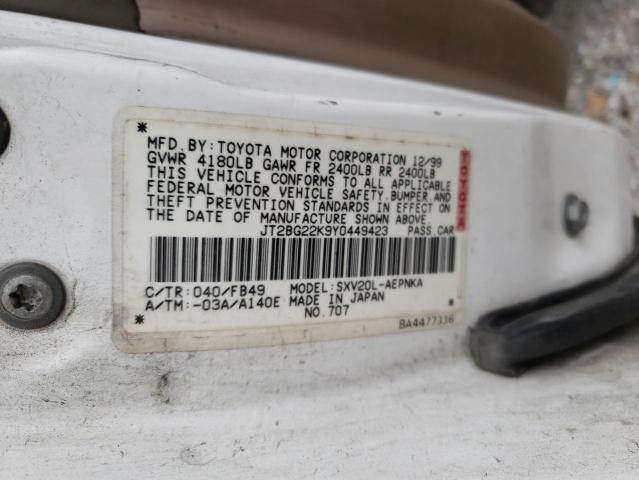 Photo 10 from auction – 2000 TOYOTA CAMRY with VIN JT2BG22K9Y0449423