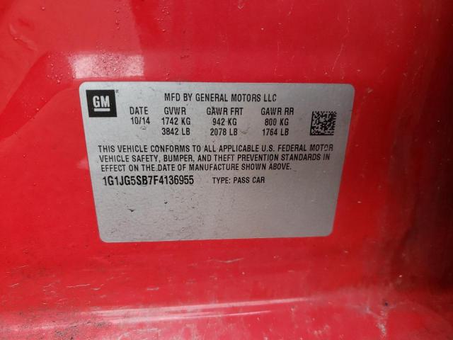 Photo 10 from auction – 2015 CHEVROLET SONIC RS with VIN 1G1JG5SB7F4136955