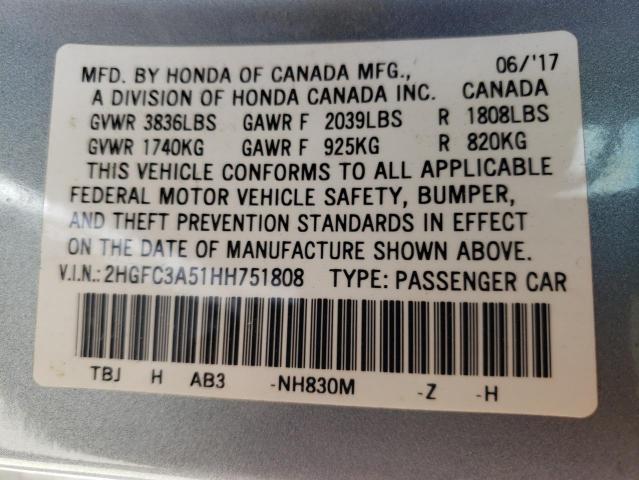 Photo 10 from auction – 2017 HONDA CIVIC SI with VIN 2HGFC3A51HH751808