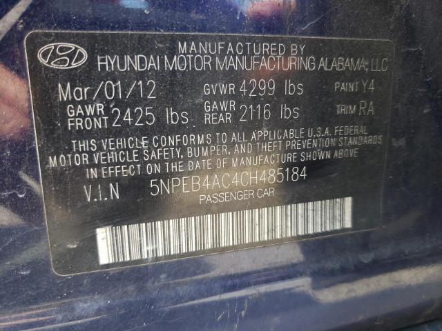 Photo 10 from auction – 2012 HYUNDAI SONATA GLS with VIN 5NPEB4AC4CH485184
