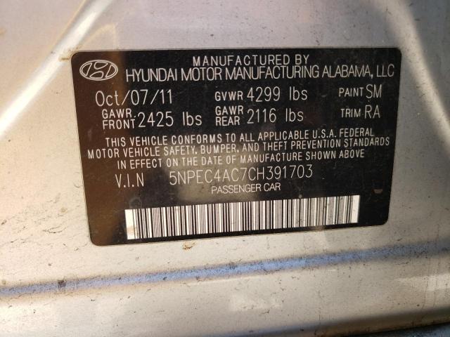 Photo 10 from auction – 2012 HYUNDAI SONATA SE with VIN 5NPEC4AC7CH391703