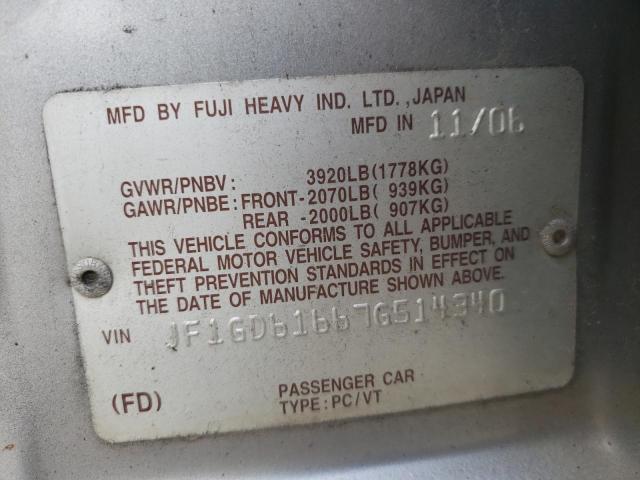 Photo 10 from auction – 2007 SUBARU IMPREZA 2. with VIN JF1GD61667G514340
