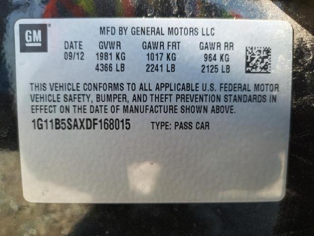 Photo 10 from auction – 2013 CHEVROLET MALIBU LS with VIN 1G11B5SAXDF168015