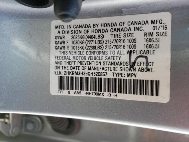 Photo 10 from auction – 2016 HONDA CR-V LX with VIN 2HKRM3H39GH520867