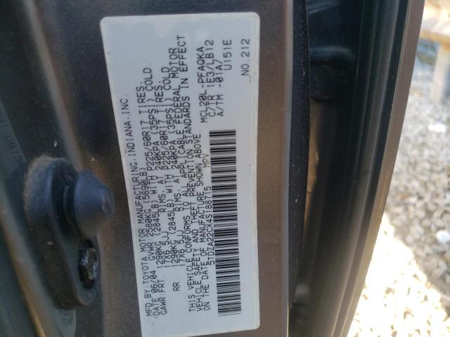Photo 10 from auction – 2004 TOYOTA SIENNA with VIN 5TDZA22CX4S188715