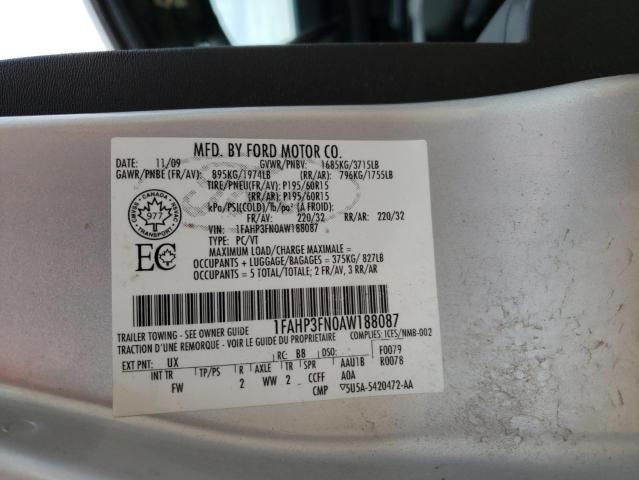 Photo 10 from auction – 2010 FORD FOCUS SE with VIN 1FAHP3FN0AW188087