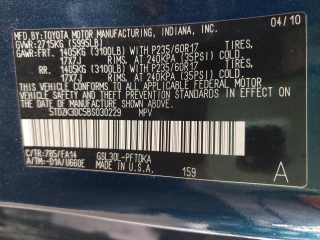 Photo 10 from auction – 2011 TOYOTA SIENNA with VIN 5TDZK3DC5BS030229