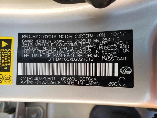 Photo 10 from auction – 2013 LEXUS ES 350 with VIN JTHBK1GGXD2024312