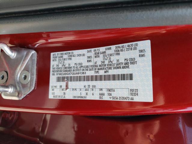 Photo 10 from auction – 2016 FORD ESCAPE with VIN 1FMCU0GX7GUA91383