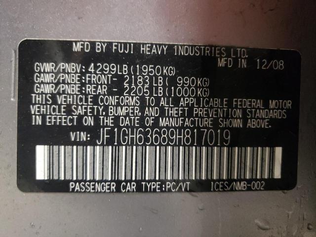 Photo 10 from auction – 2009 SUBARU IMPREZA OU with VIN JF1GH63689H817019