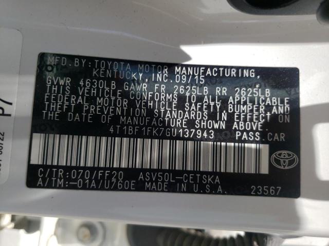Photo 10 from auction – 2016 TOYOTA CAMRY LE with VIN 4T1BF1FK7GU137943