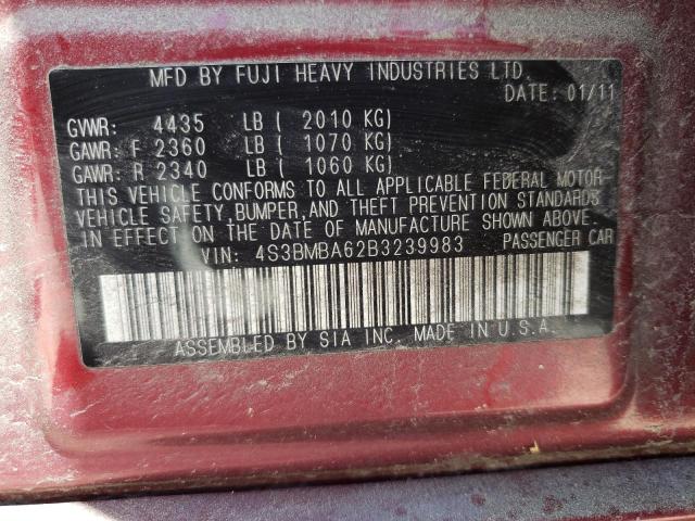 Photo 10 from auction – 2011 SUBARU LEGACY 2.5 with VIN 4S3BMBA62B3239983