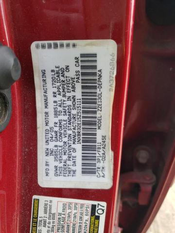 Photo 10 from auction – 2005 TOYOTA COROLLA CE with VIN 1NXBR32E15Z515111